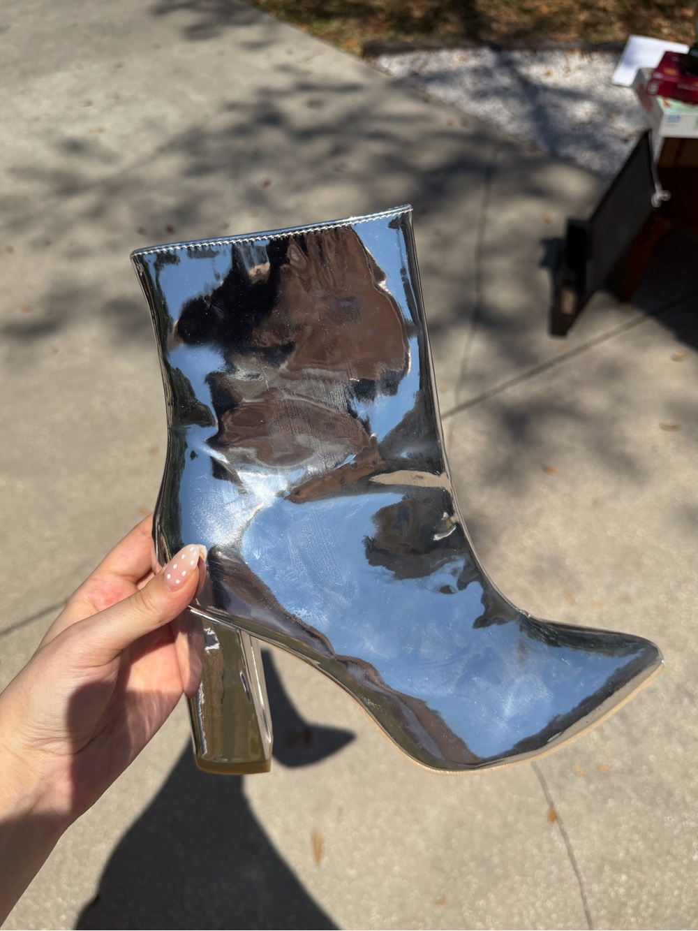 Women's Metallic Silver Ankle Boots